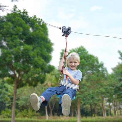 VEVOR Zipline Kit for Kids and Adult, 60 ft Zip Line Kits Up to 500 lb, Backyard Outdoor Quick Setup Zipline, Playground Entertainment with Stainless Steel Zipline, Spring Brake, Safety Harness, Seat