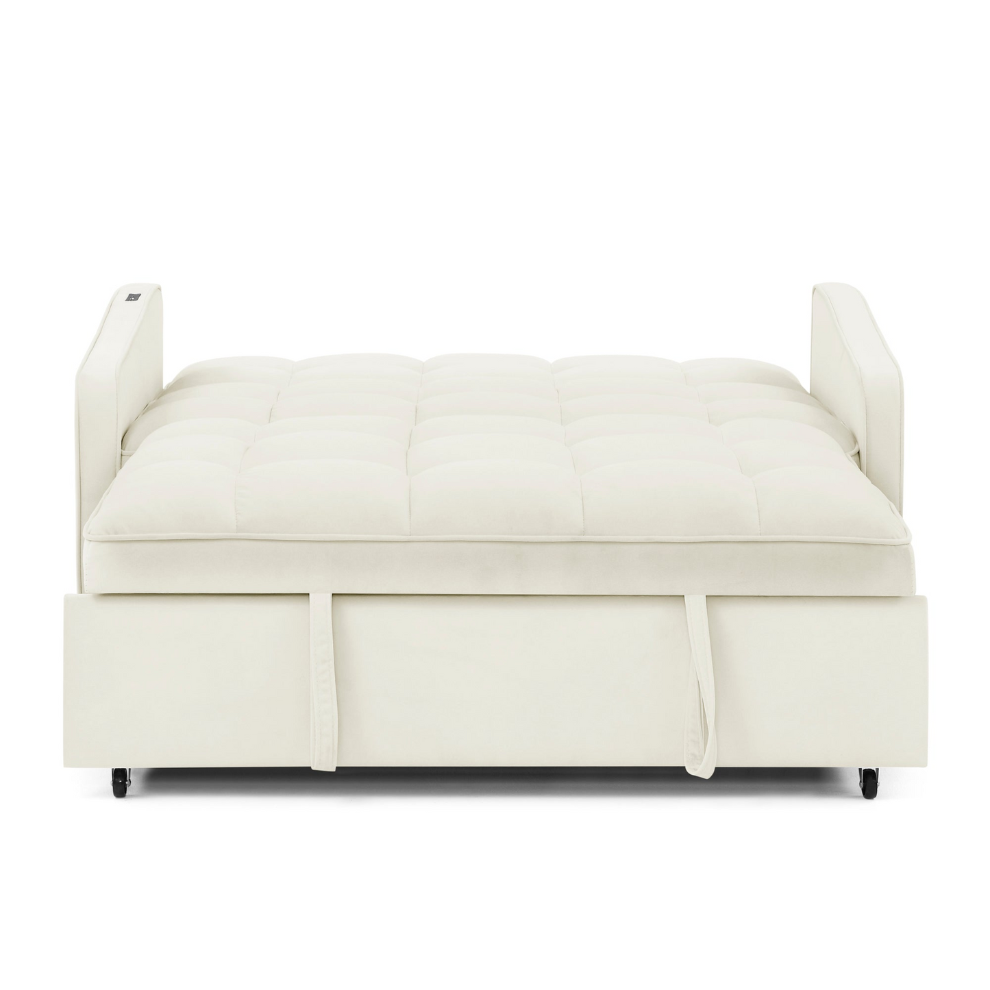 Stylish and Versatile Loveseats Sofa Bed with Pull-out Bed, Adjustable Back and Arm Pocket in Beige