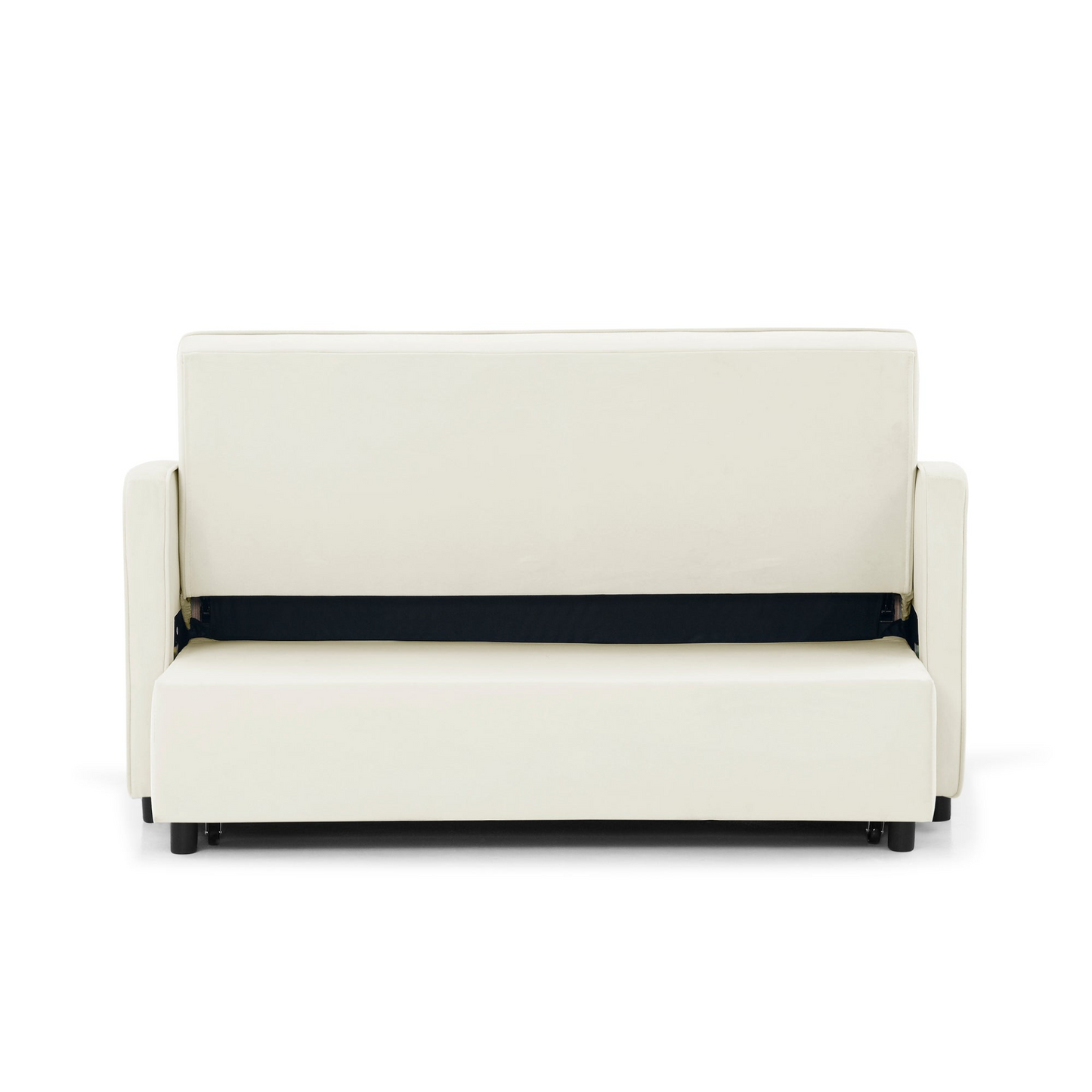 Stylish and Versatile Loveseats Sofa Bed with Pull-out Bed, Adjustable Back and Arm Pocket in Beige