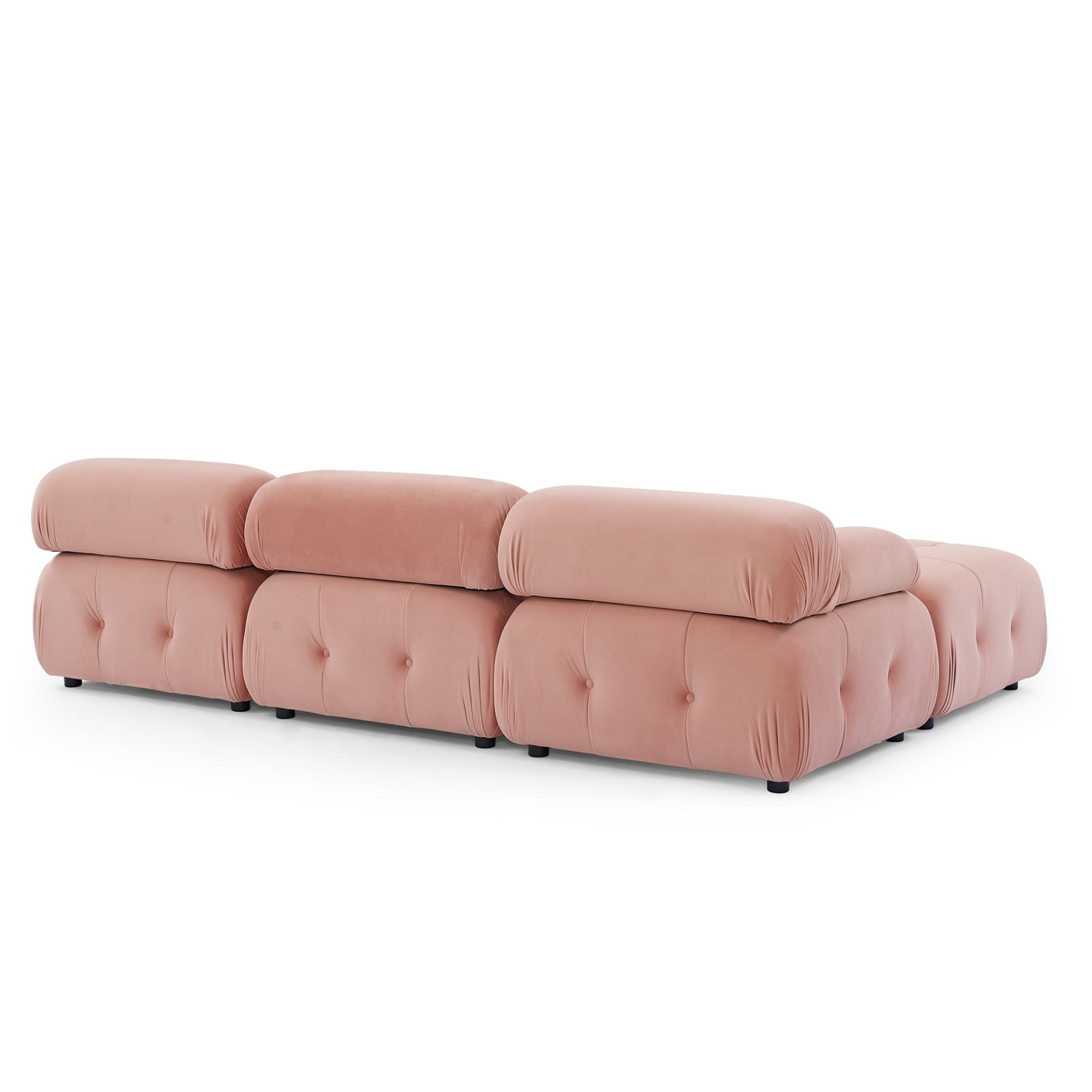 Modular Sectional Sofa, Button Tufted Designed and DIY Combination, L Shaped Couch with Reversible Ottoman, Pink Velvet