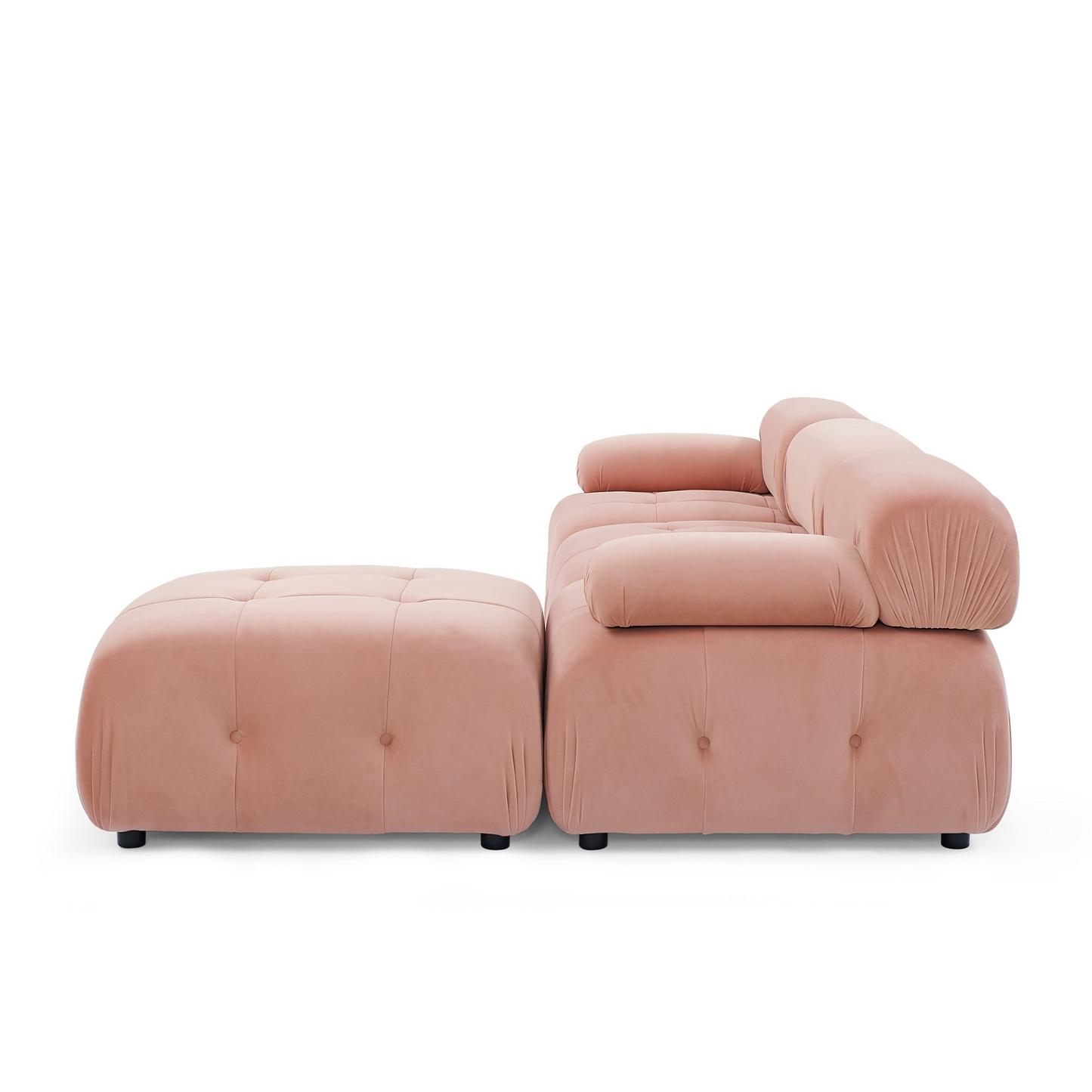 Modular Sectional Sofa, Button Tufted Designed and DIY Combination, L Shaped Couch with Reversible Ottoman, Pink Velvet