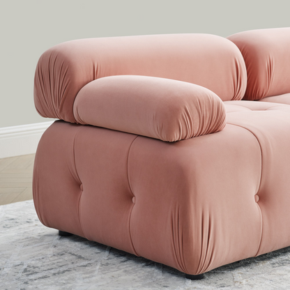 Modular Sectional Sofa, Button Tufted Designed and DIY Combination, L Shaped Couch with Reversible Ottoman, Pink Velvet