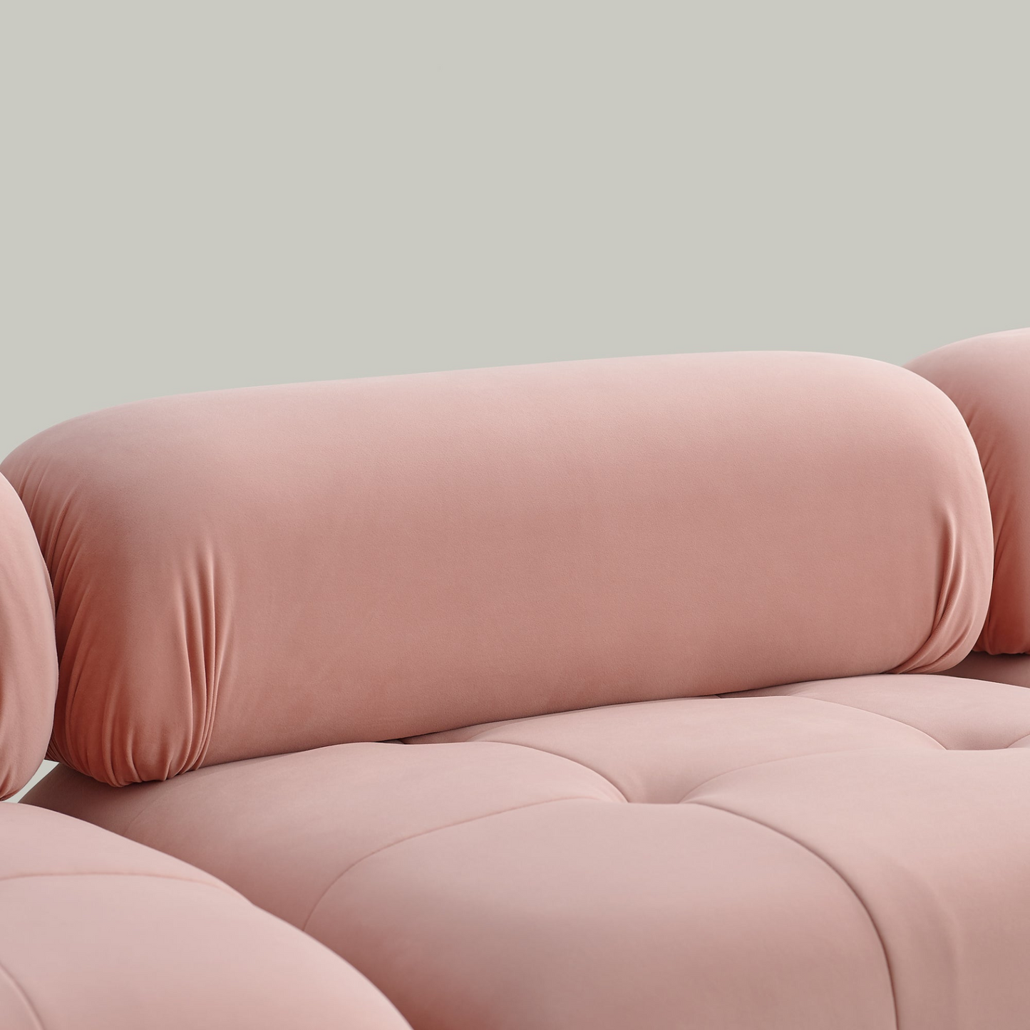 Modular Sectional Sofa, Button Tufted Designed and DIY Combination, L Shaped Couch with Reversible Ottoman, Pink Velvet