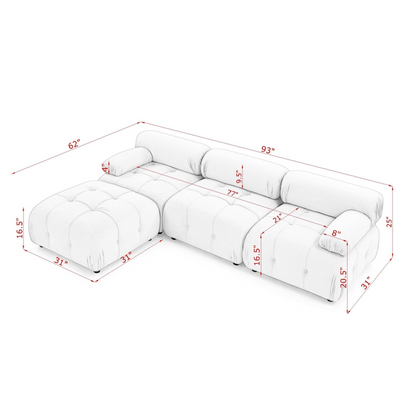 Modular Sectional Sofa, Button Tufted Designed and DIY Combination, L Shaped Couch with Reversible Ottoman, Pink Velvet