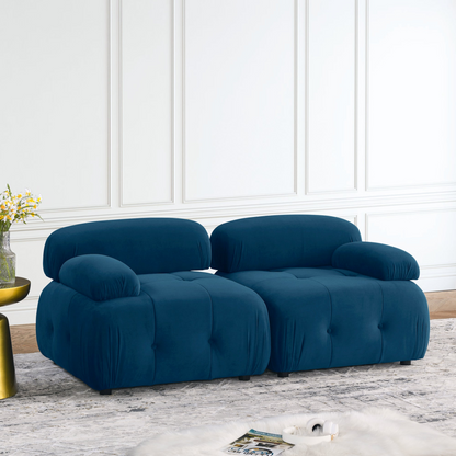 Modular Sectional Sofa, Button Tufted, DIY Combination, L Shaped Couch with Reversible Ottoman - Navy Velvet