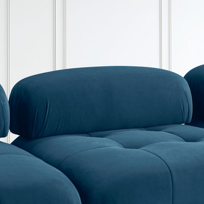 Modular Sectional Sofa, Button Tufted, DIY Combination, L Shaped Couch with Reversible Ottoman - Navy Velvet