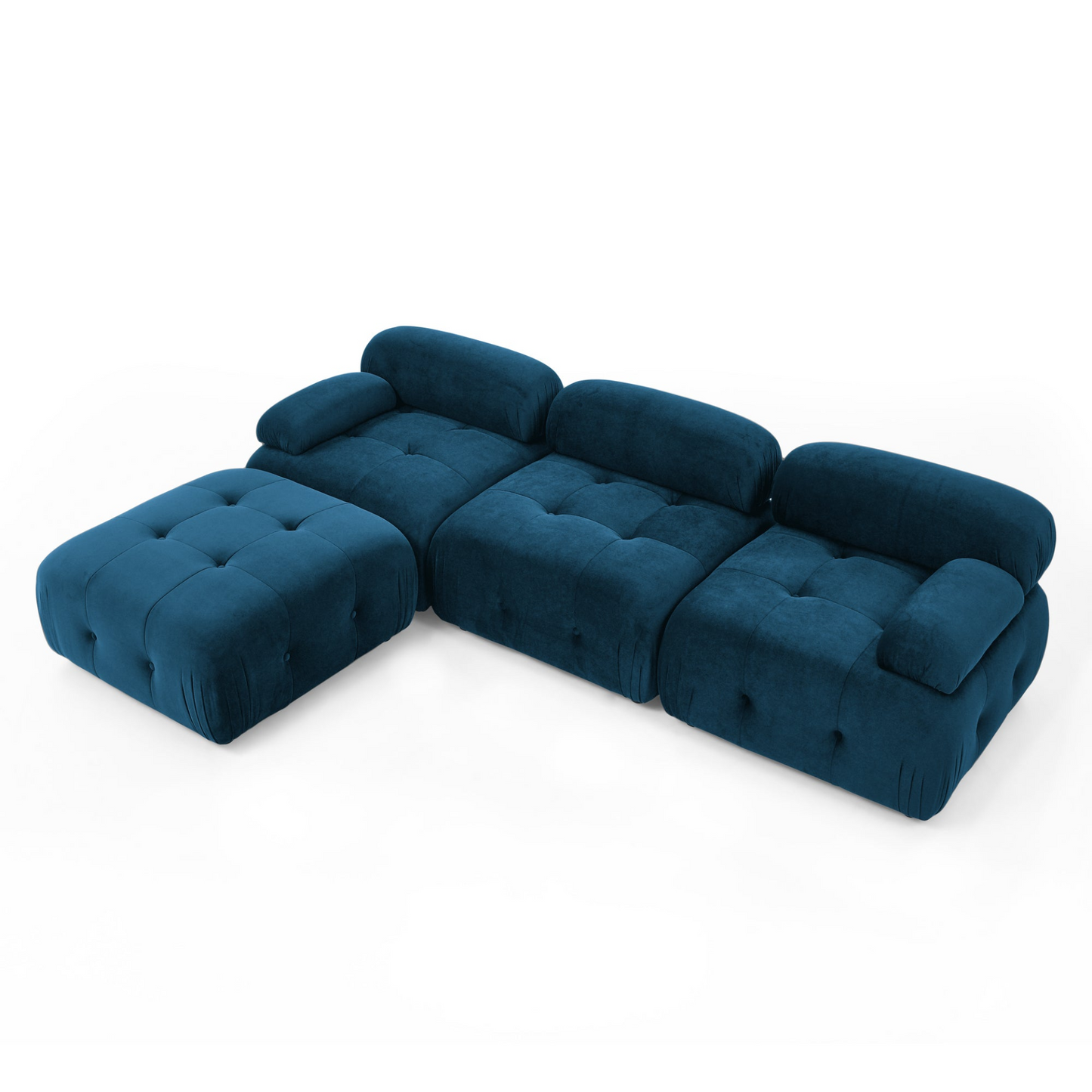 Modular Sectional Sofa, Button Tufted, DIY Combination, L Shaped Couch with Reversible Ottoman - Navy Velvet