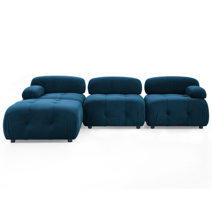 Modular Sectional Sofa, Button Tufted, DIY Combination, L Shaped Couch with Reversible Ottoman - Navy Velvet