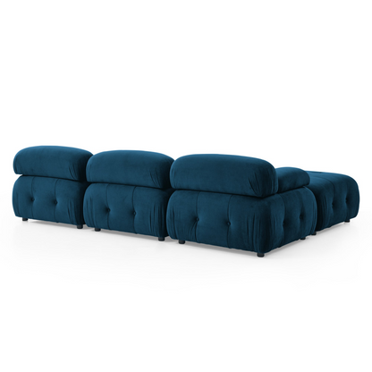 Modular Sectional Sofa, Button Tufted, DIY Combination, L Shaped Couch with Reversible Ottoman - Navy Velvet