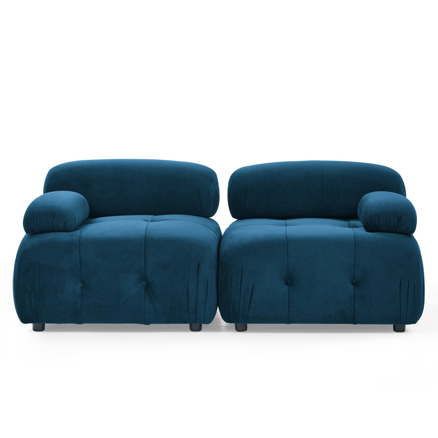 Modular Sectional Sofa, Button Tufted, DIY Combination, L Shaped Couch with Reversible Ottoman - Navy Velvet