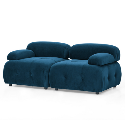 Modular Sectional Sofa, Button Tufted, DIY Combination, L Shaped Couch with Reversible Ottoman - Navy Velvet