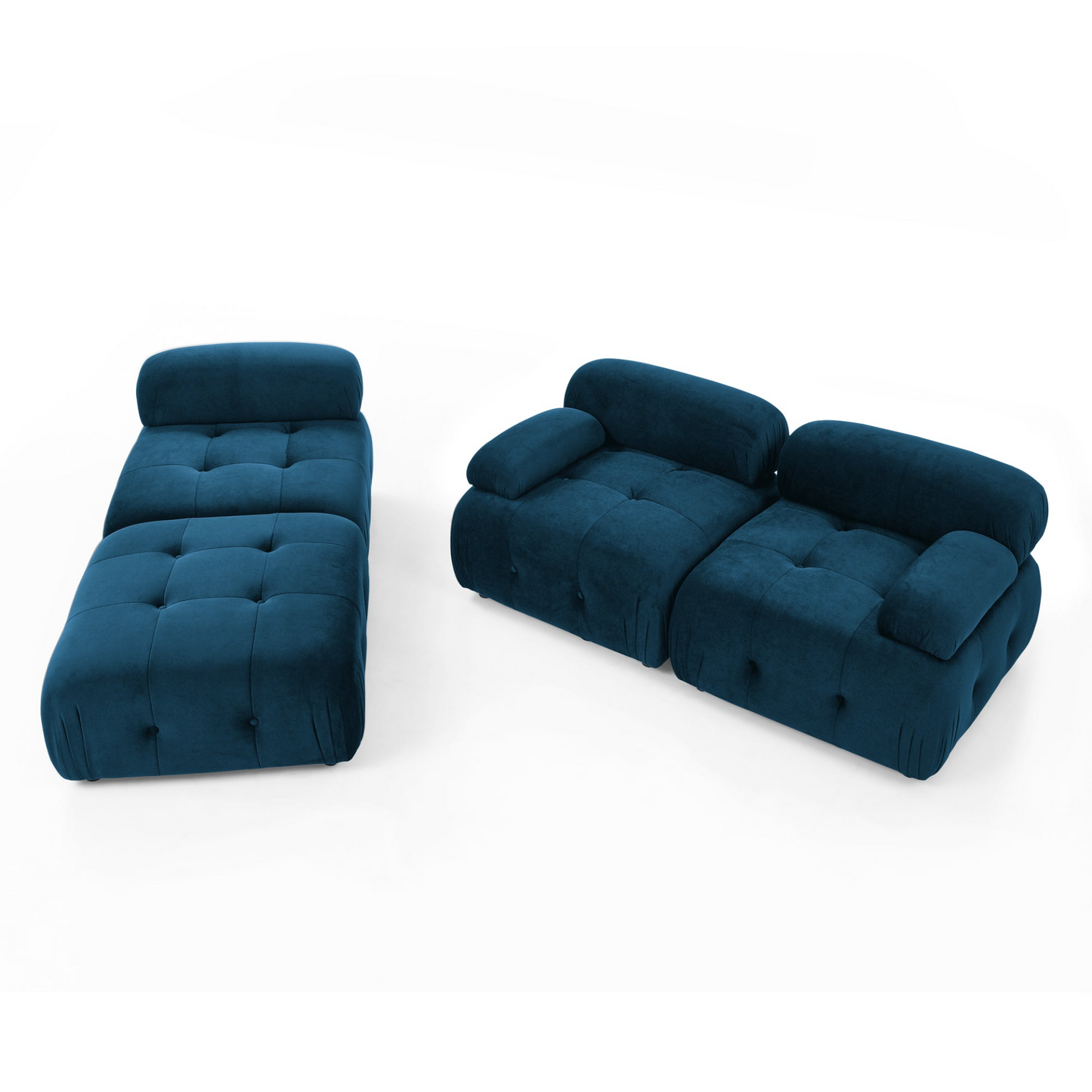 Modular Sectional Sofa, Button Tufted, DIY Combination, L Shaped Couch with Reversible Ottoman - Navy Velvet