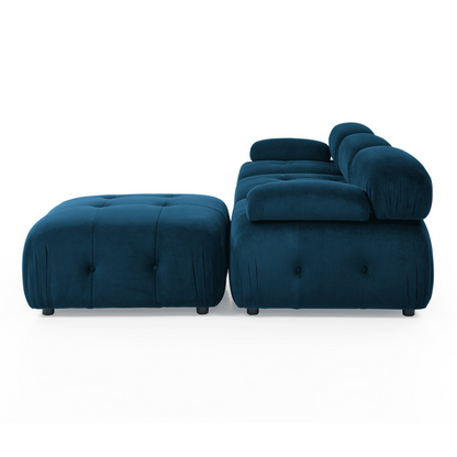 Modular Sectional Sofa, Button Tufted, DIY Combination, L Shaped Couch with Reversible Ottoman - Navy Velvet