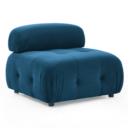 Modular Sectional Sofa, Button Tufted, DIY Combination, L Shaped Couch with Reversible Ottoman - Navy Velvet