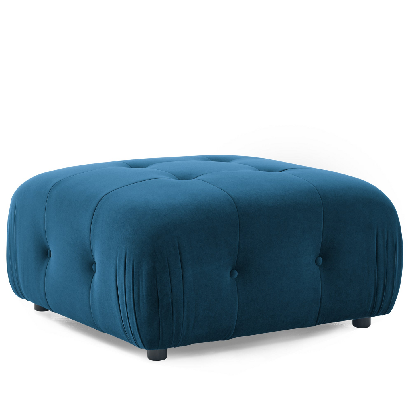 Modular Sectional Sofa, Button Tufted, DIY Combination, L Shaped Couch with Reversible Ottoman - Navy Velvet