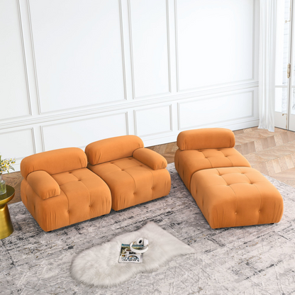 Modular Sectional Sofa, Button Tufted, L Shaped Couch with Reversible Ottoman