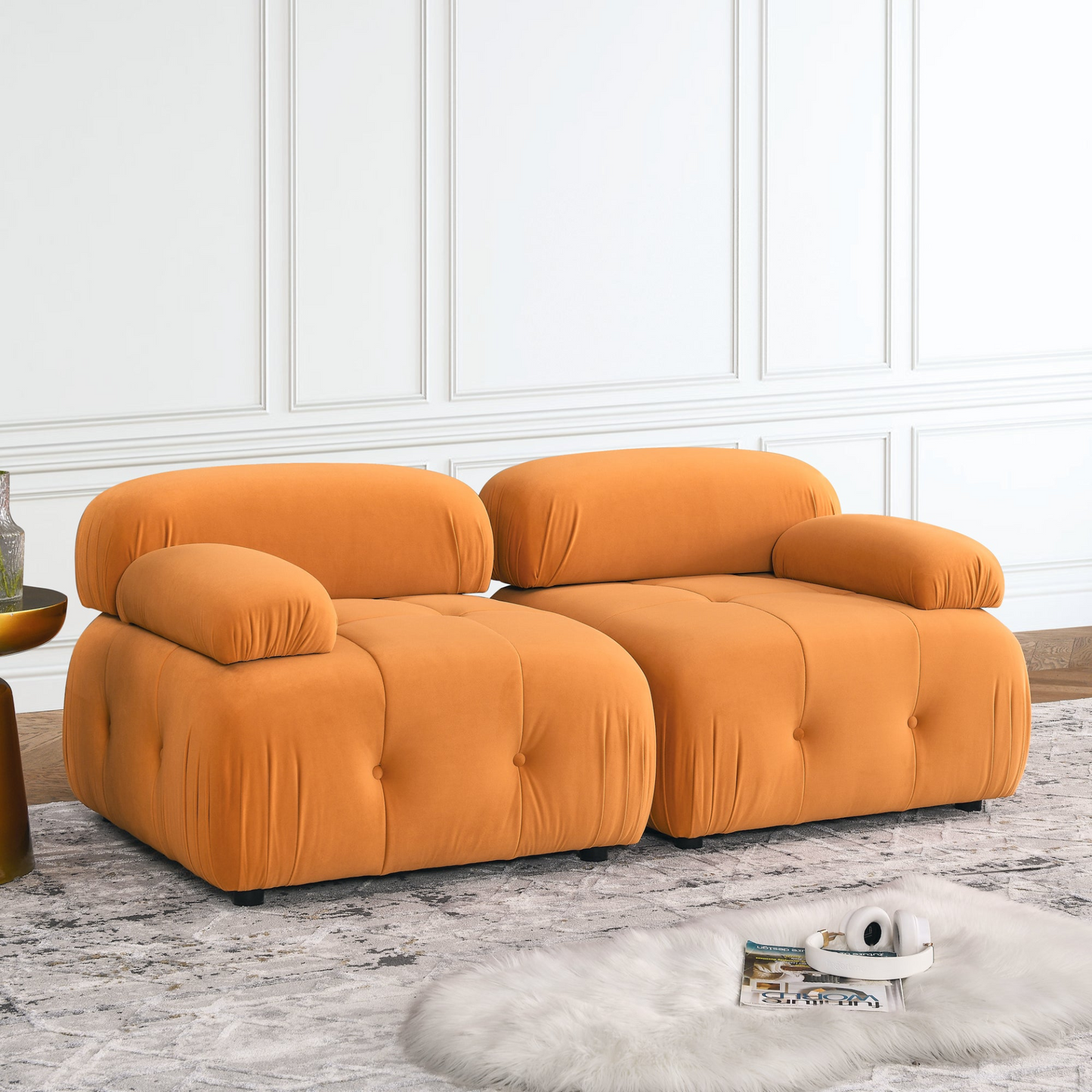 Modular Sectional Sofa, Button Tufted, L Shaped Couch with Reversible Ottoman