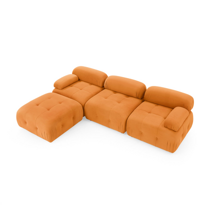 Modular Sectional Sofa, Button Tufted, L Shaped Couch with Reversible Ottoman