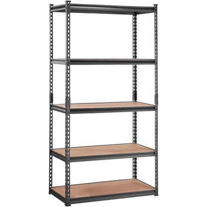 VEVOR Storage Shelving Unit, 5-Tier Adjustable, 2000 lbs Capacity, Heavy Duty Garage Shelves Metal Organizer Utility Rack, Black, 36" L x 18" W x 72" H for Kitchen Pantry Basement Bathroom Laundry