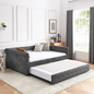 Daybed with Trundle Upholstered Tufted Sofa Bed, Grey (85.5"x57"x30.5") - Stylish and Functional | Your Home Deserves It!