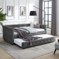 Daybed with Trundle Upholstered Tufted Sofa Bed - Twin Size Grey | Elegant and Functional Design