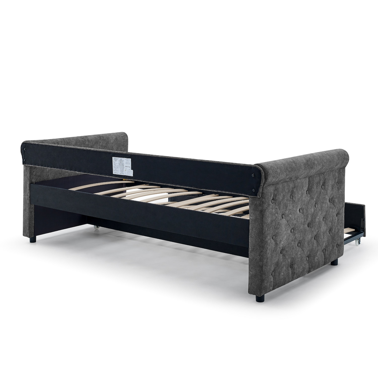 Daybed with Trundle Upholstered Tufted Sofa Bed - Twin Size Grey | Elegant and Functional Design