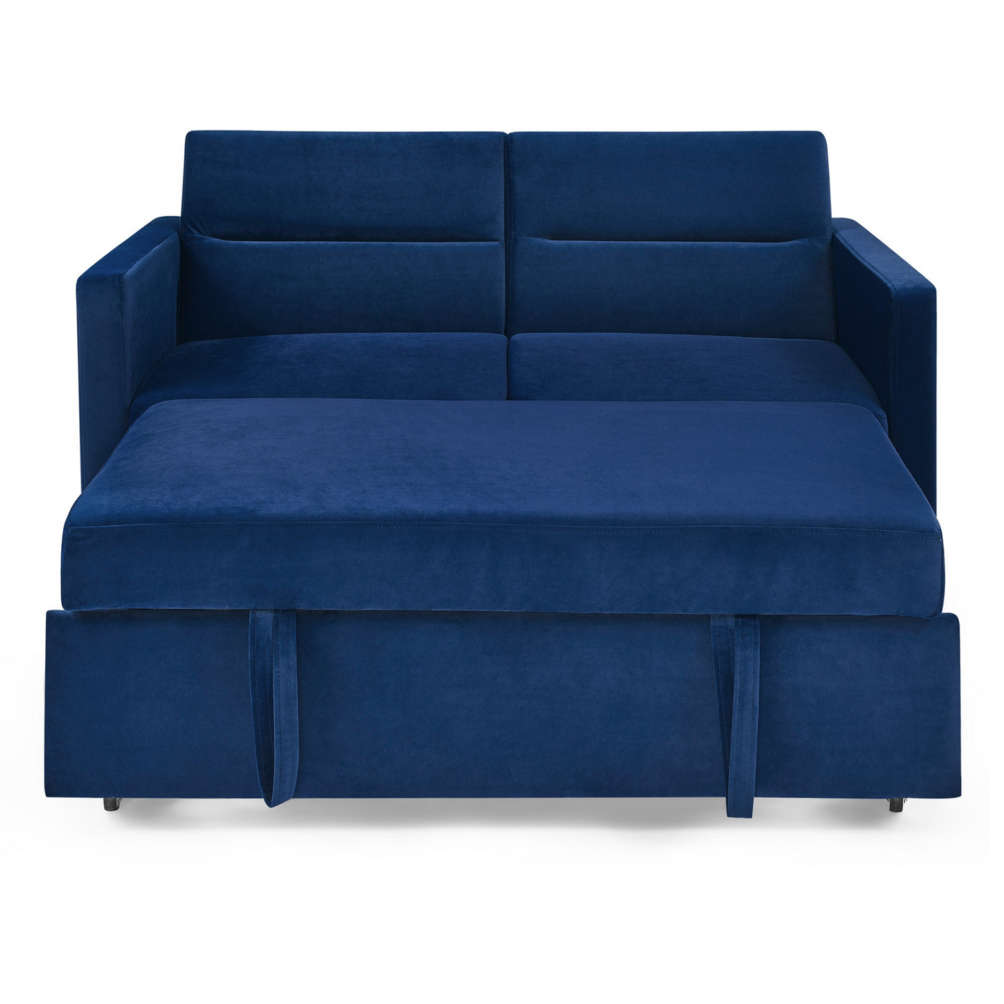 Loveseats Sofa Bed with Pull-out Bed, Adjustable Back and Two Arm Pocket, Blue - Buy Now