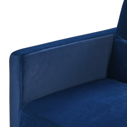 Loveseats Sofa Bed with Pull-out Bed, Adjustable Back and Two Arm Pocket, Blue - Buy Now