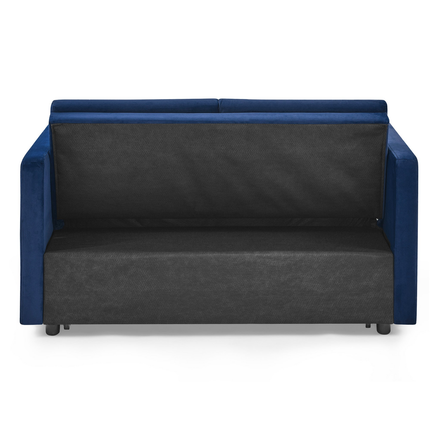 Loveseats Sofa Bed with Pull-out Bed, Adjustable Back and Two Arm Pocket, Blue - Buy Now