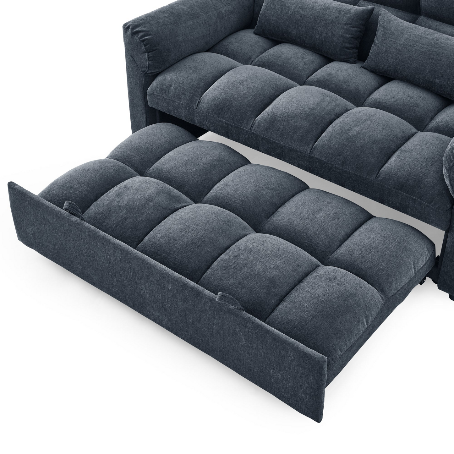 Loveseats Sofa Bed with Pull-out Bed, Adjustable Back, Blue+ Grey - Comfortable and Stylish