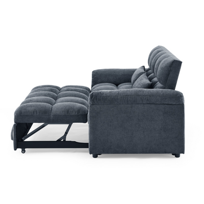 Loveseats Sofa Bed with Pull-out Bed, Adjustable Back, Blue+ Grey - Comfortable and Stylish