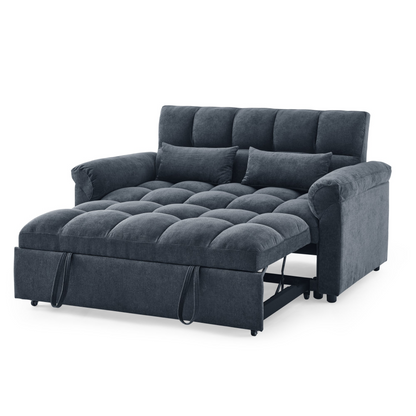 Loveseats Sofa Bed with Pull-out Bed, Adjustable Back, Blue+ Grey - Comfortable and Stylish