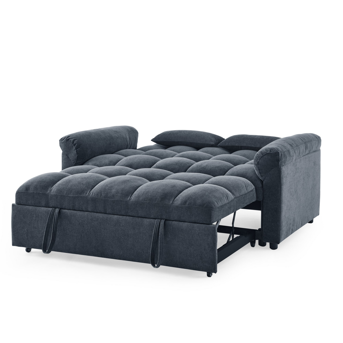 Loveseats Sofa Bed with Pull-out Bed, Adjustable Back, Blue+ Grey - Comfortable and Stylish