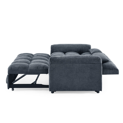 Loveseats Sofa Bed with Pull-out Bed, Adjustable Back, Blue+ Grey - Comfortable and Stylish