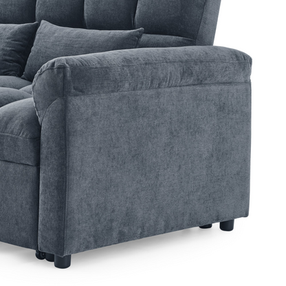 Loveseats Sofa Bed with Pull-out Bed, Adjustable Back, Blue+ Grey - Comfortable and Stylish