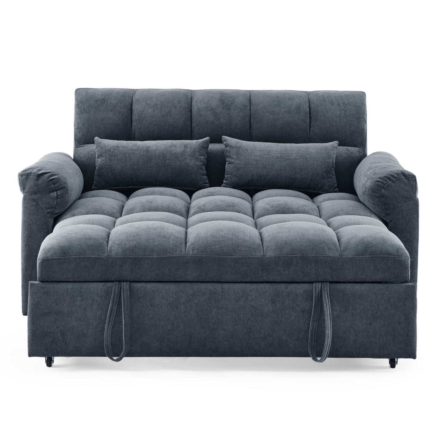 Loveseats Sofa Bed with Pull-out Bed, Adjustable Back, Blue+ Grey - Comfortable and Stylish