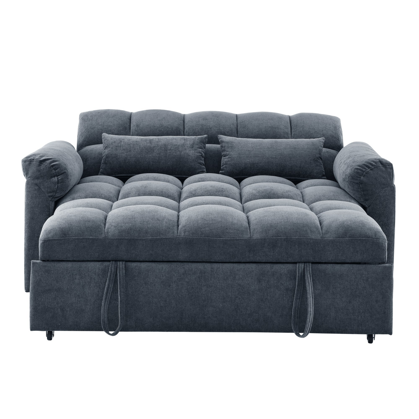 Loveseats Sofa Bed with Pull-out Bed, Adjustable Back, Blue+ Grey - Comfortable and Stylish