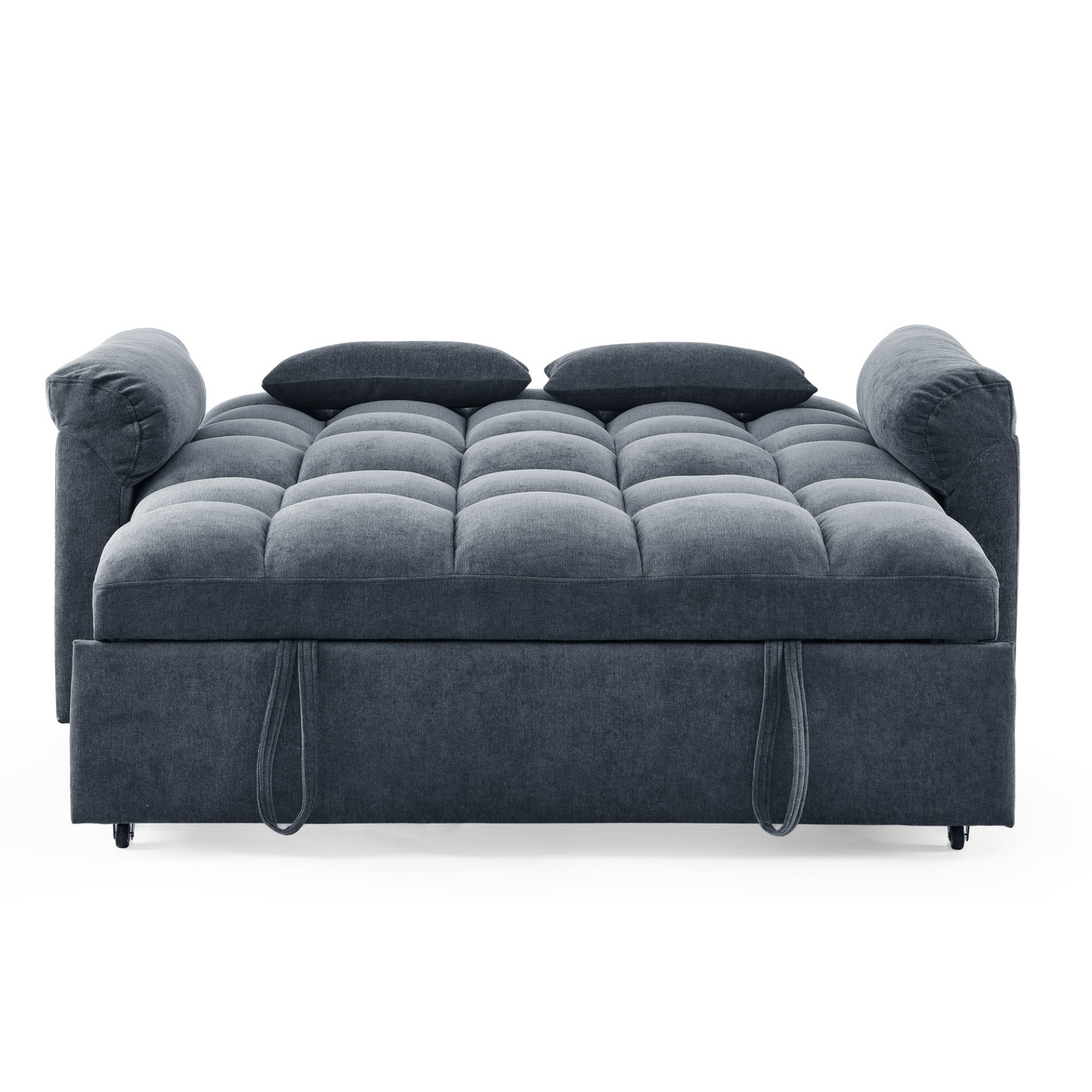 Loveseats Sofa Bed with Pull-out Bed, Adjustable Back, Blue+ Grey - Comfortable and Stylish