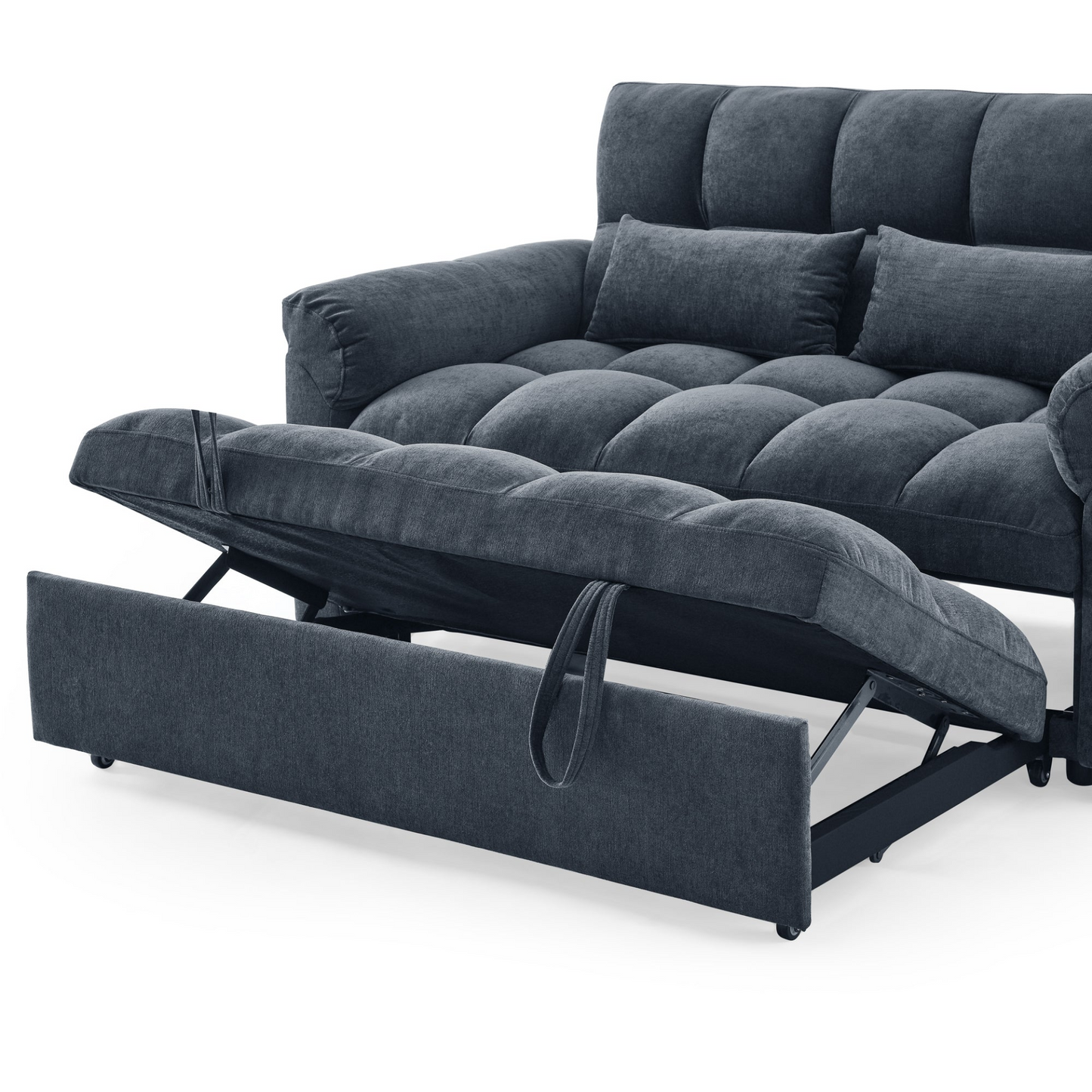 Loveseats Sofa Bed with Pull-out Bed, Adjustable Back, Blue+ Grey - Comfortable and Stylish