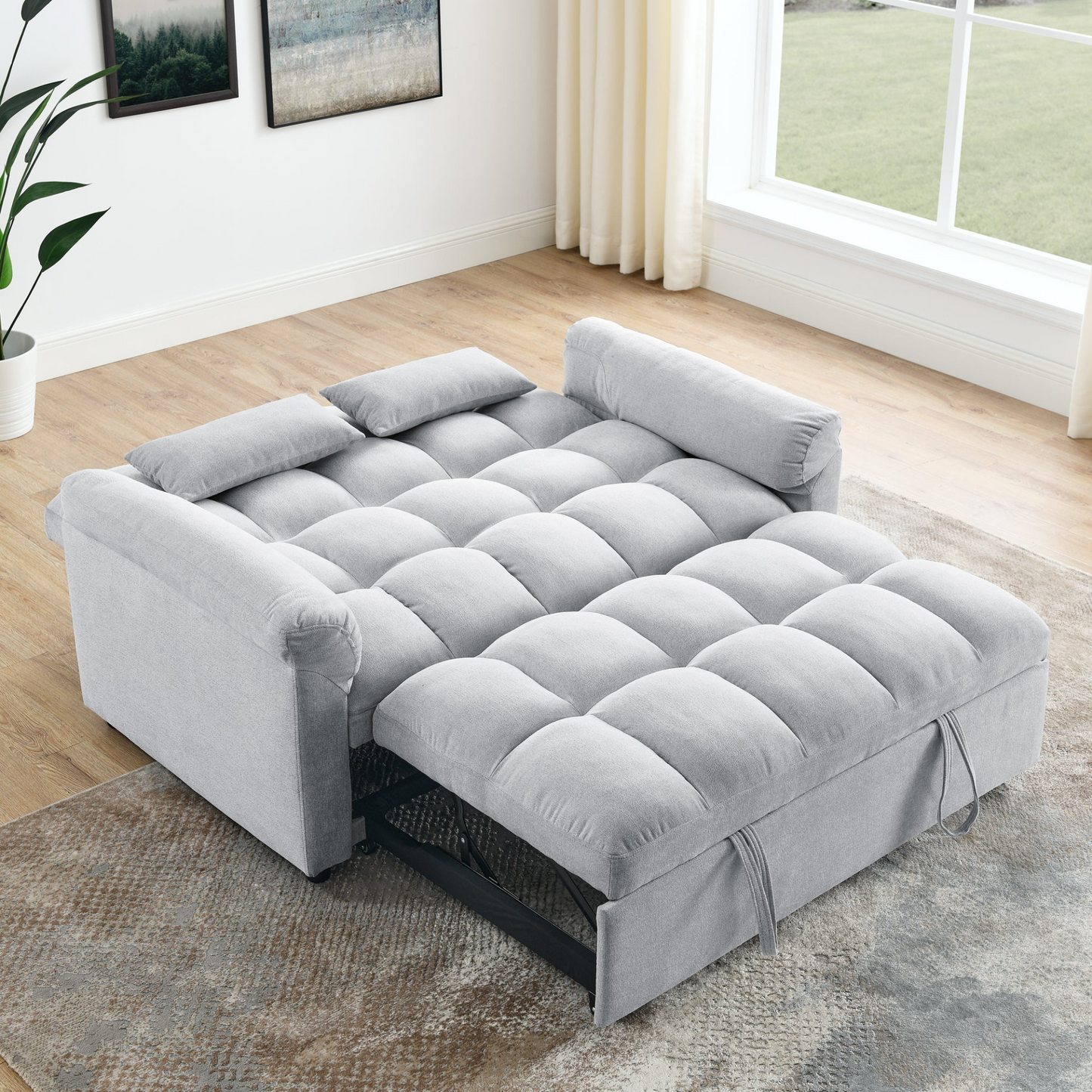 Loveseats Sofa Bed with Pull-out Bed, Adjustable Back, Light Grey - Comfortable and Versatile Furniture