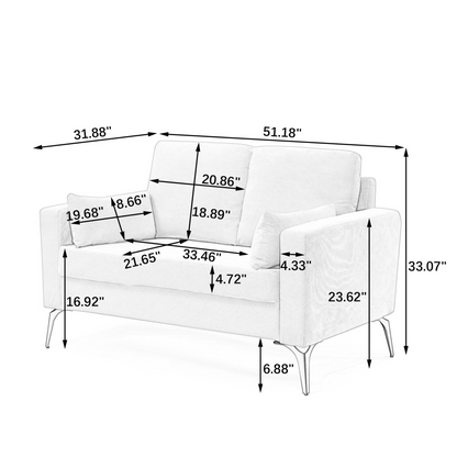 3 Piece Living Room Sofa Set, Corduroy Beige - Modern Minimalist Couch