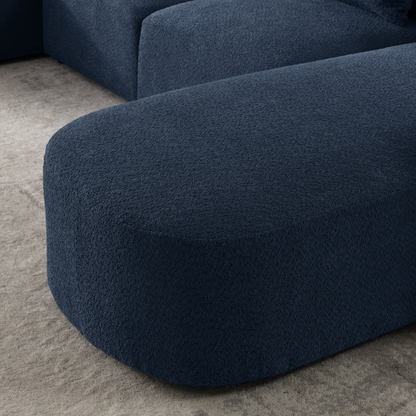 U Shape Sectional Sofa - Two Single Seat, Two Chaises, Two Ottomans - Modular Sofa, DIY Combination - Loop Yarn Fabric in Navy