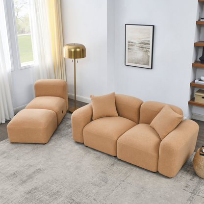 L-Shape Modular Sectional Sofa, DIY Combination, Teddy Fabric, Camel - Comfort and Versatility for Your Living Space