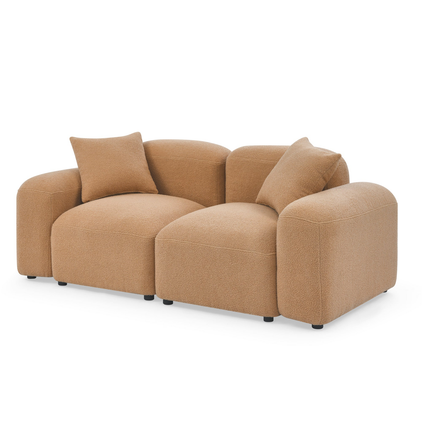 L-Shape Modular Sectional Sofa, DIY Combination, Teddy Fabric, Camel - Comfort and Versatility for Your Living Space