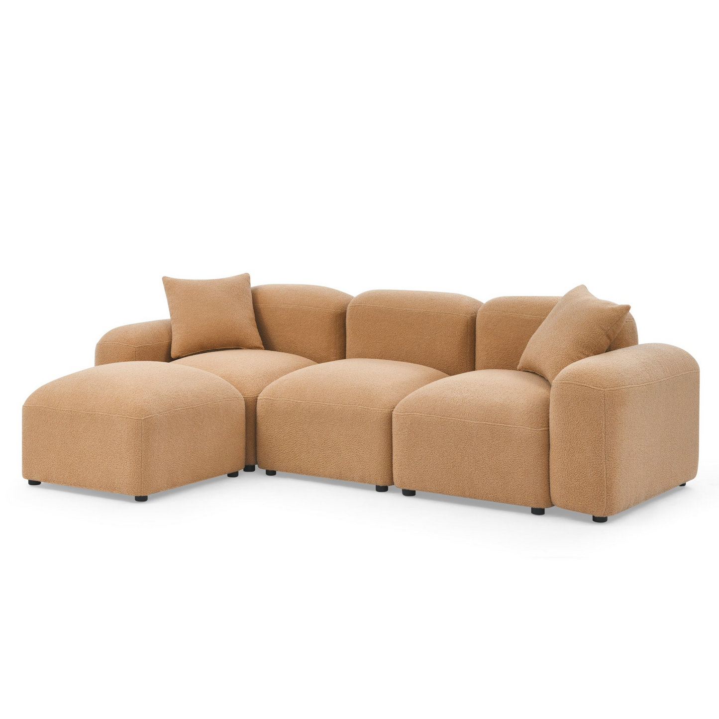 L-Shape Modular Sectional Sofa, DIY Combination, Teddy Fabric, Camel - Comfort and Versatility for Your Living Space