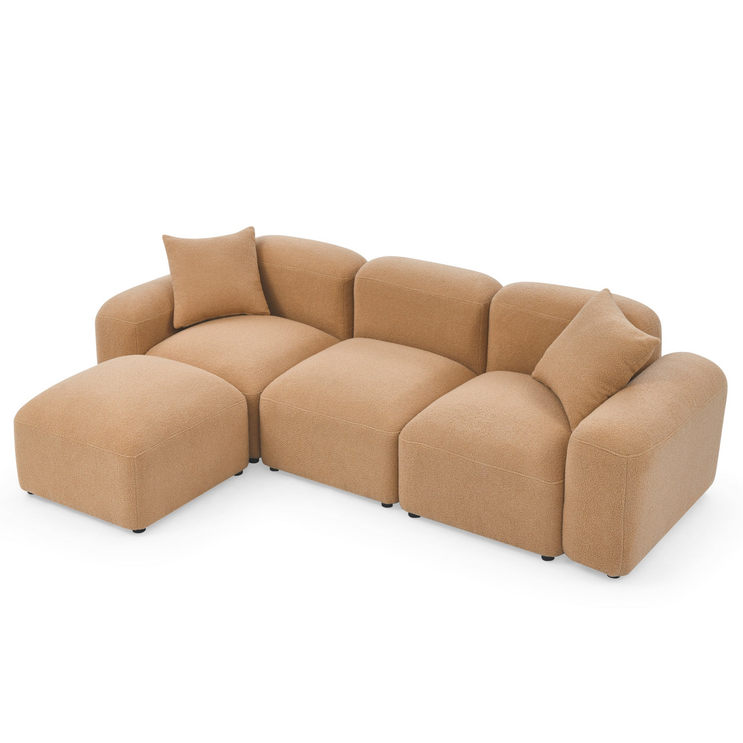 L-Shape Modular Sectional Sofa, DIY Combination, Teddy Fabric, Camel - Comfort and Versatility for Your Living Space