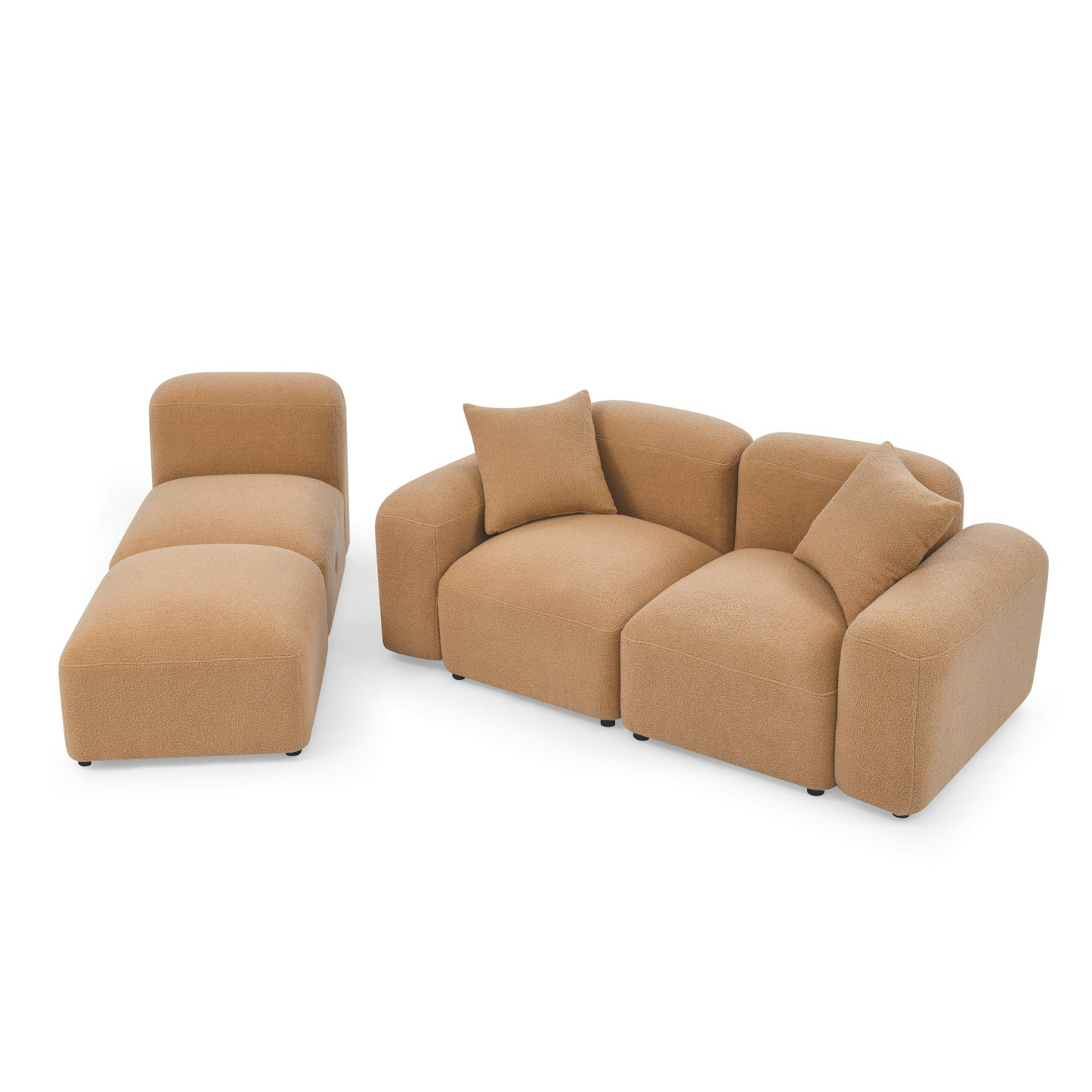 L-Shape Modular Sectional Sofa, DIY Combination, Teddy Fabric, Camel - Comfort and Versatility for Your Living Space