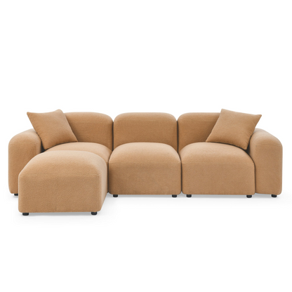 L-Shape Modular Sectional Sofa, DIY Combination, Teddy Fabric, Camel - Comfort and Versatility for Your Living Space