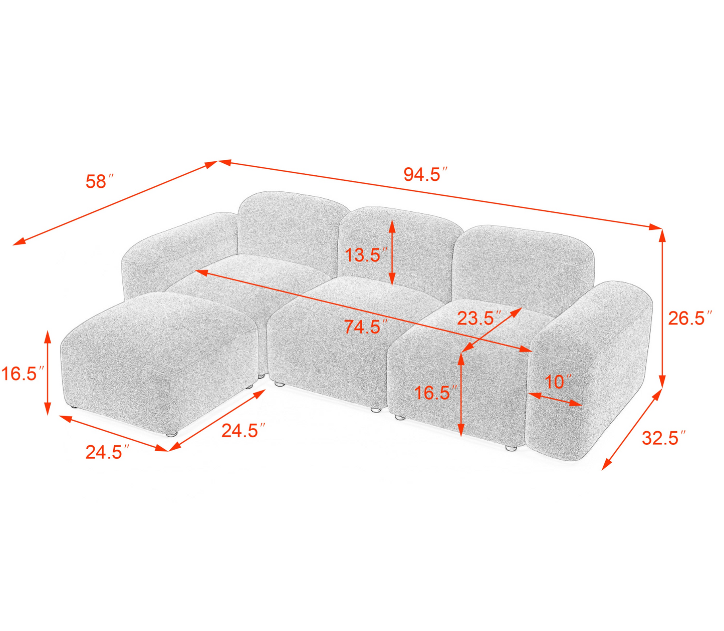 L-Shape Modular Sectional Sofa, DIY Combination, Teddy Fabric, Camel - Comfort and Versatility for Your Living Space