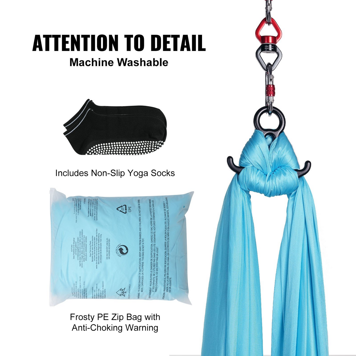 VEVOR Aerial Silk & Yoga Swing, 11 Yards, Aerial Yoga Hammock Kit with 100gsm Nylon Fabric, Full Rigging Hardware & Easy Set-up Guide, Antigravity Flying for All Levels Fitness Bodybuilding, Blue